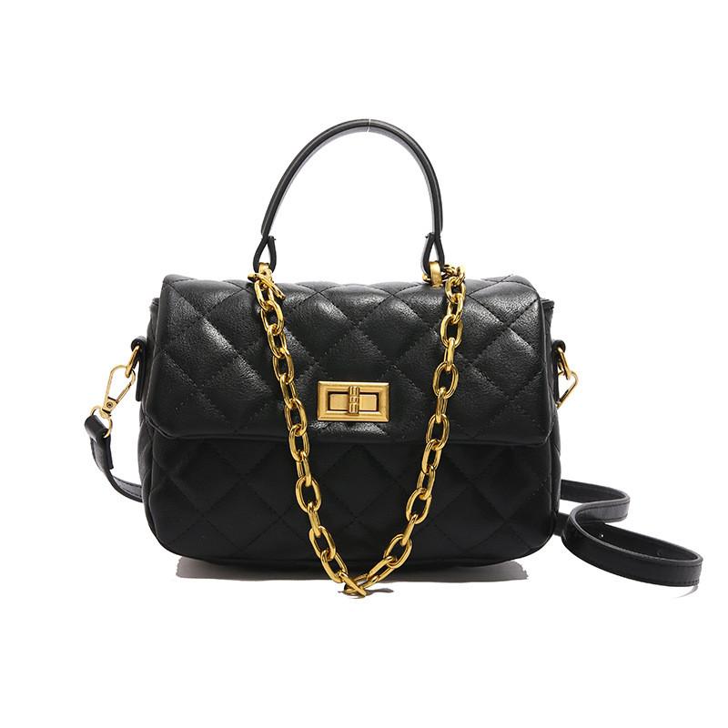 Ielgy High-End Handbag Fashion Rhombus Chain Shoulder Crossbody Retro Small Square Bag
