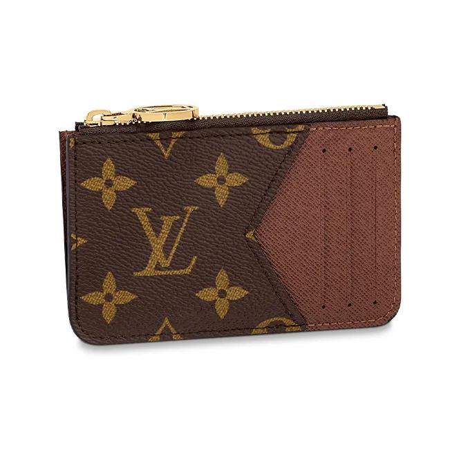 LOUIS VUITTON Romy aged floral print zipper closure canvas coin purse card holder women's brown