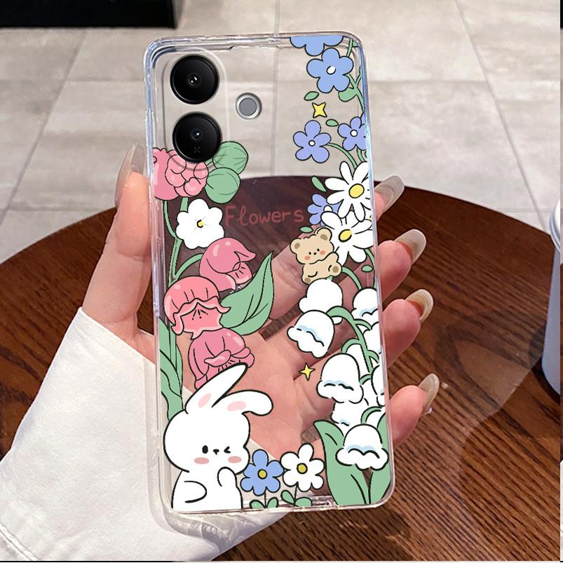 For Vivo V60 Lite Case For Vivo V60 Lite 5G 4G Cover Clear Luxury Cute Love Rabbit Funny Painted TPU Soft Silicone Phone Case