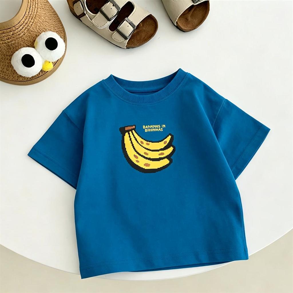 Lovely TShirt Children New Fashion Casual Clothes Printed Short-sleeved Tops Thin Round Neck Base Shirt For Baby Boys Girls