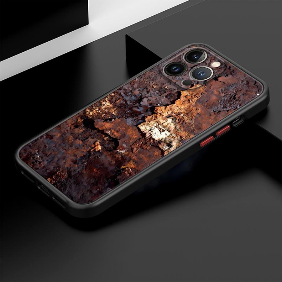 Retro Rost Design Hülle für iPhone 14 15 Plus 12 17 Air 11 17 16 Pro Max 13 Mini XS 16e Rückseite Handyhülle iPhone 16 gray