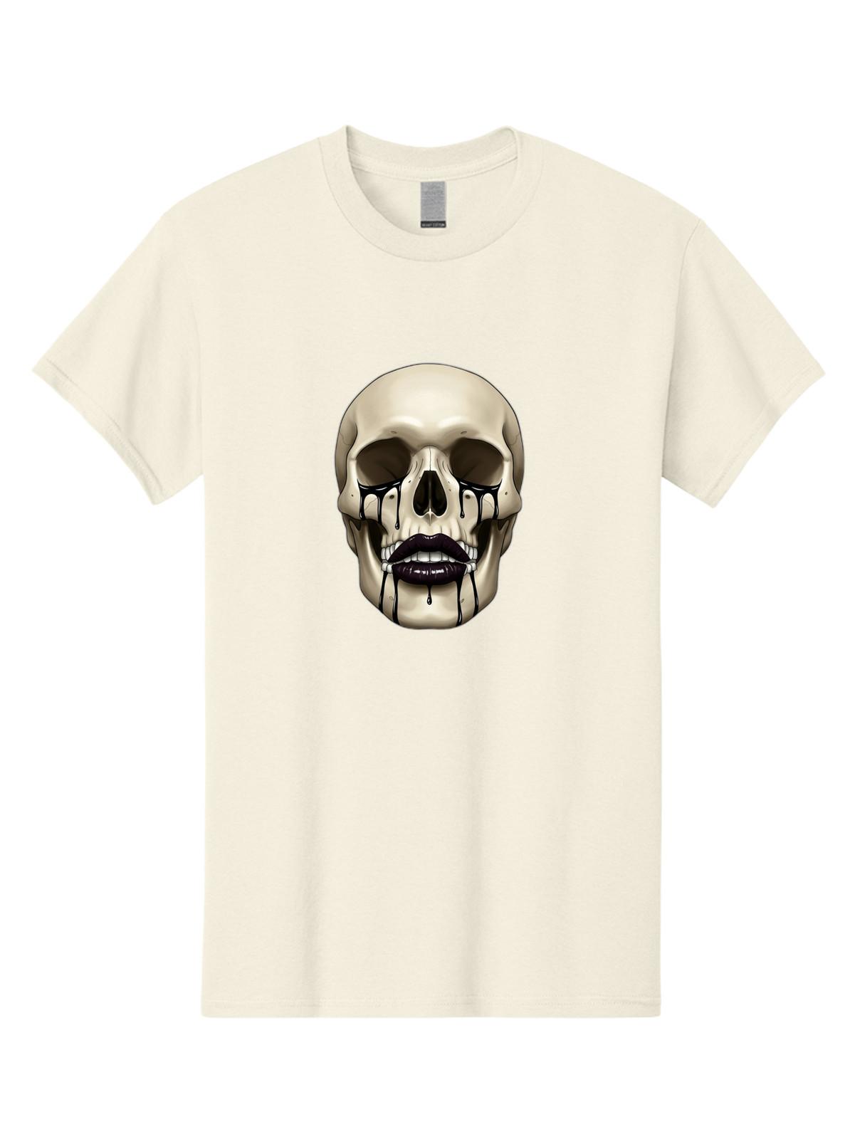 Skull-With-Black-Lipstick Mens Graphic Tee, 100% Cotton, Casual Summer Wear S разноцветный