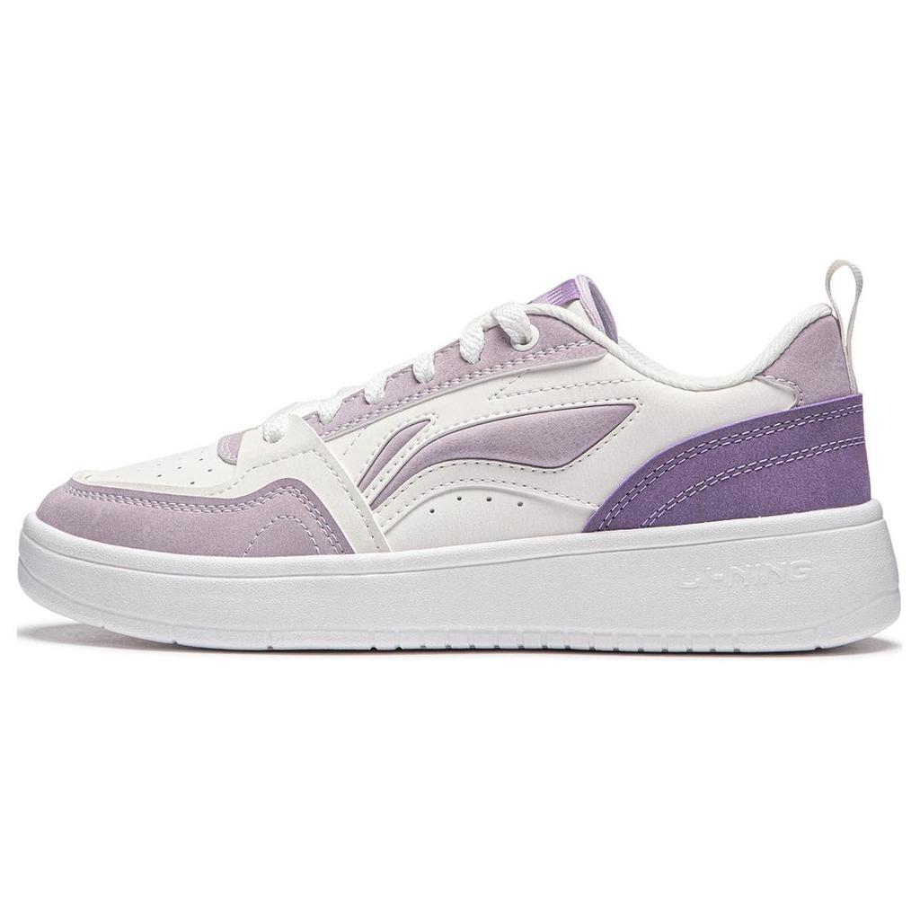 Li Ning Sycee V2 Slip Resistant Cushioning Abrasion Resistant Low Top Skateboard Shoes Women's White Purple AGCU248-4