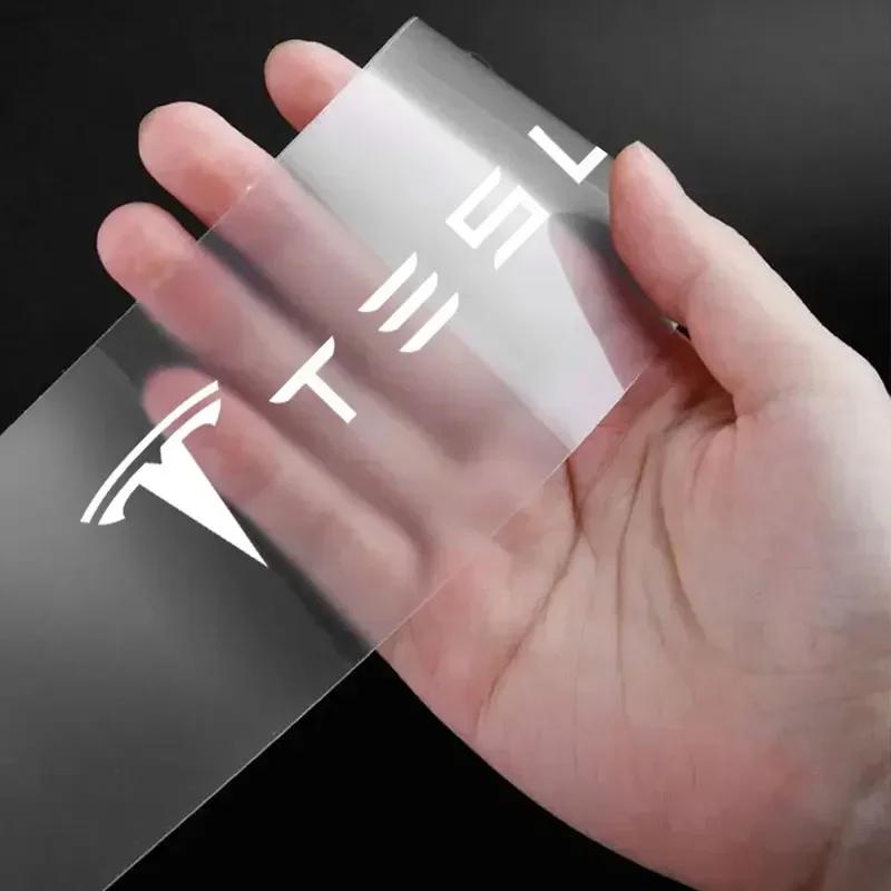 Bilklistermärke 2025 Ny Tesla 4 st Biltröskelskydd Genomskinligt Dekorativt Märkesklistermärke Biltillbehör för Tesla Model 3