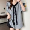 Navava Women Lace PoinT Loose FiT ShorT Sleeve T shirT nT2713