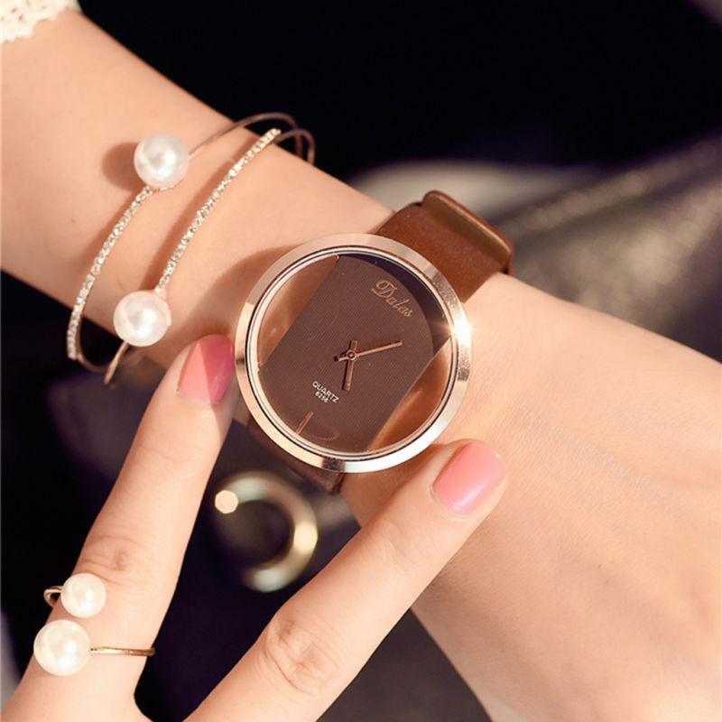 

Classic Womens New Casual Quartz Watch Artificial Leather Watches Wrist кофейный