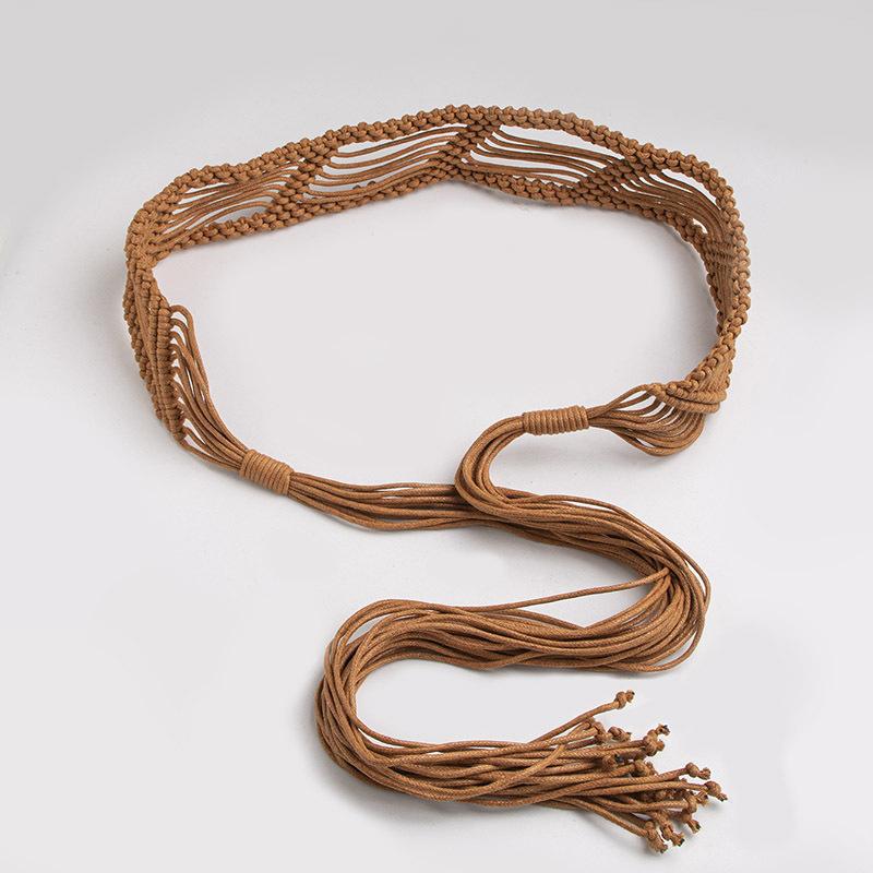 Boho Style Waist Rope Weaving Knotted Ethnic Style Natural Beach Leisure Vacation Style Exquisite Women's Waist Rope