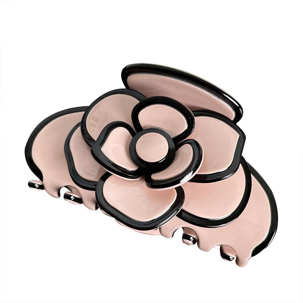 Medium Stylish Size Acetate Hair Clip Featuring Delicate Camellia Flower For Women Fashionable