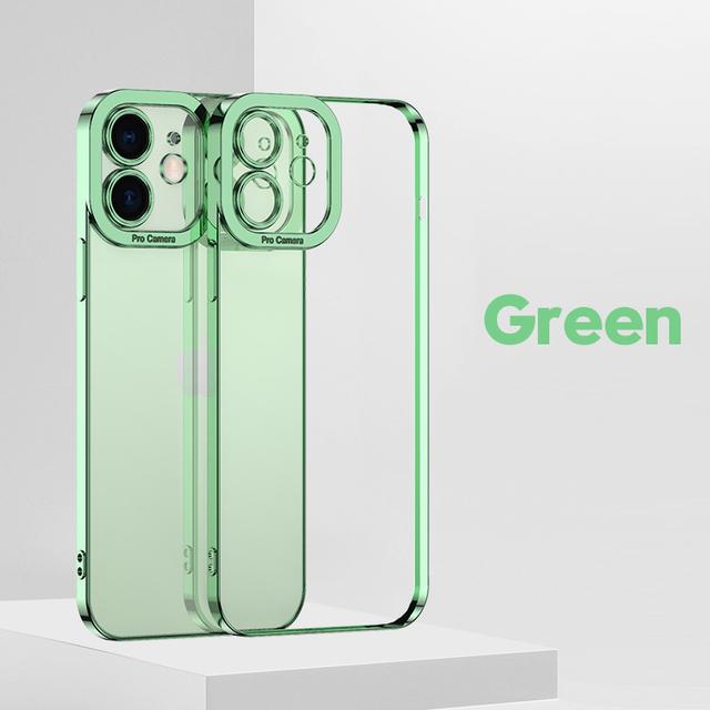 Lüks Kare Kaplama Çerçeve Şeffaf Kılıf Iphone 14 13 12 11 Pro Max Mini X Xs Xr 7 8 Artı Se Temizle Yumuşak Silikon Kapak