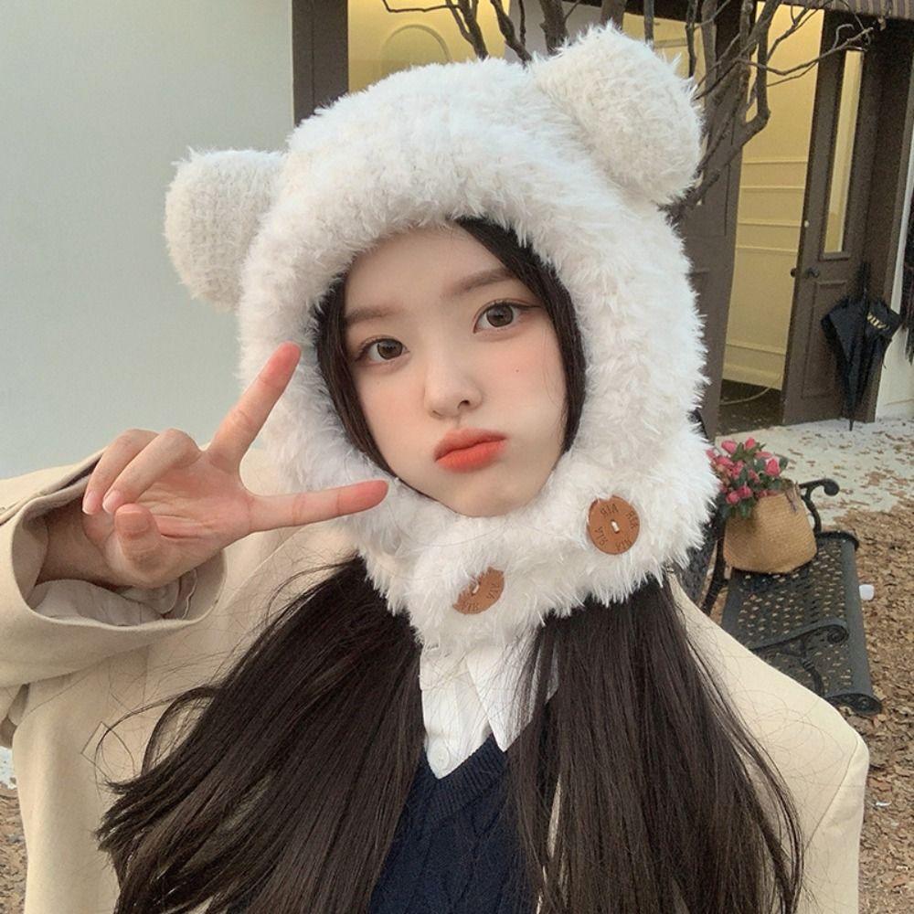 Thickened Winter Beanie Ear Protection Hat Fluffy Hat Leisure Winter Plush Hat Children