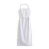Zazb Summer New Women's Clothing Fashion Style Hanging Collar Trench Coat Fabric Midi Skirt Dress 2743005 043
