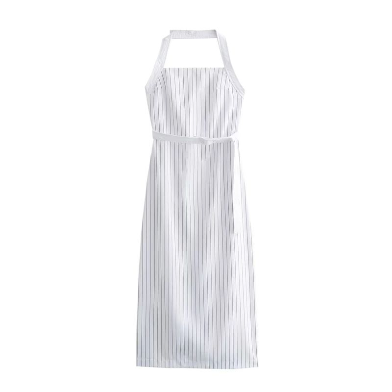 Zazb Summer New Women's Clothing Fashion Style Hanging Collar Trench Coat Fabric Midi Skirt Dress 2743005 043