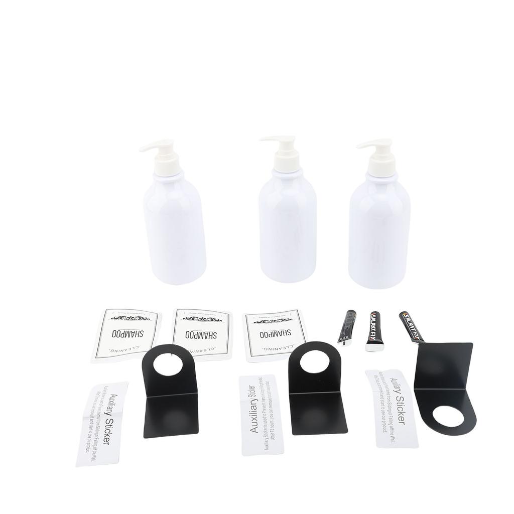 3pcs Shampoo Dispensers Round Shoulder 500ml Refillable PET Wall Soap Dispensers for Conditioner Body Wash Cosmetics