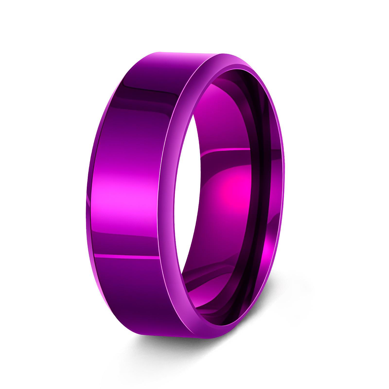 Персонализированные фиолетовые титановые кольца для пары - Дизайн «Девять фиолетовых огней Ли», Набор из трех штук Size 12