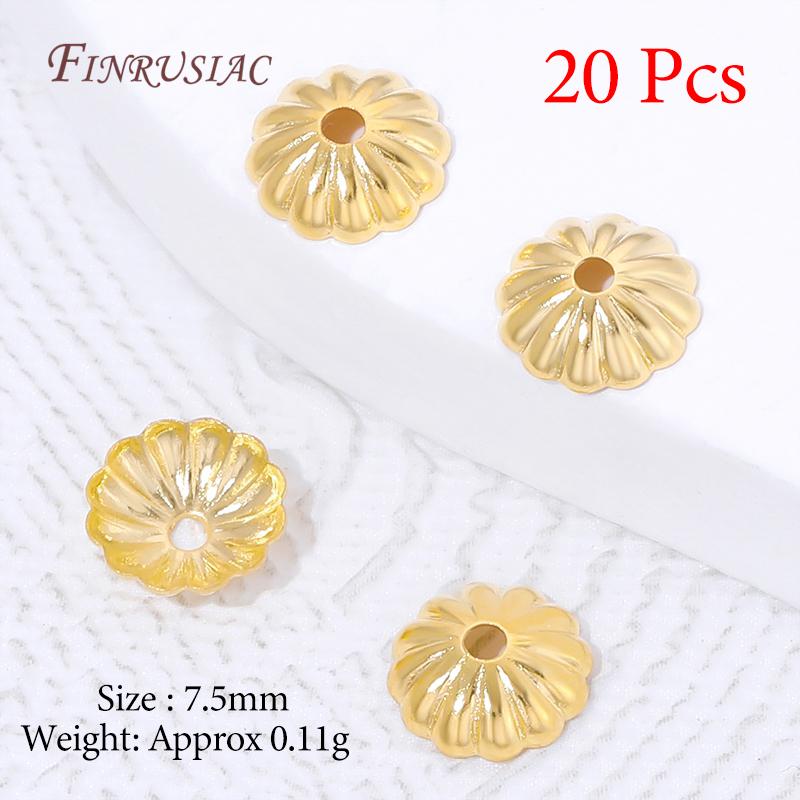 Multiple Styles 18K Gold Plated Beads Caps For Jewelry Making,Brass Flowers Caps For Bracelets DIY Accessories,Tassel End Cap