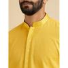 Manyavar SelfTextured Knee Long Kurta and Churidar Set For Men - (Yellow, Medium)