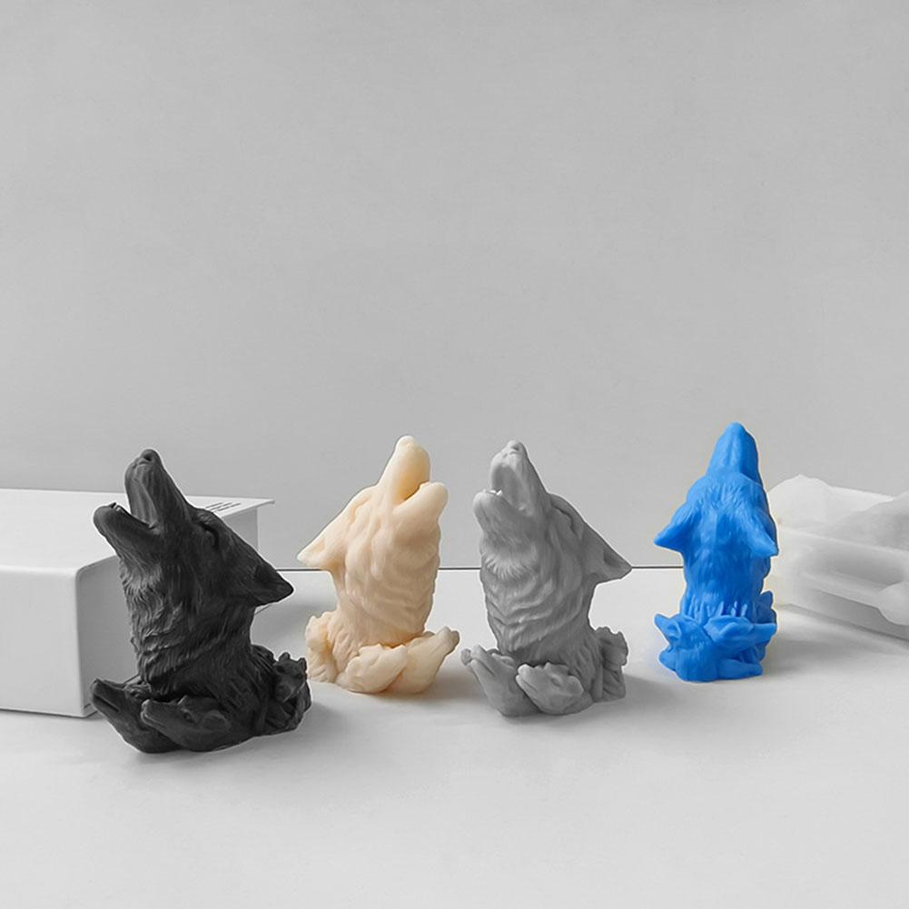 Wolf's Head Silicone Molds, Mother Wolf and Wolf Cubs Candle Mold for Soap Soy Wax DIY Handcraft, Animal Resin Mold Gift R6B8