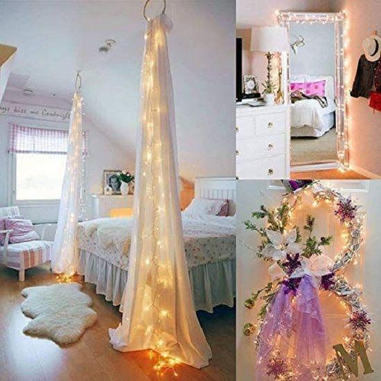 Warm White Led Serial String Lights – Waterproof Copper Wire Yellow Fairy Lights for Home Decoration,Christmas, Deepawali & Diwali Decoration Lights