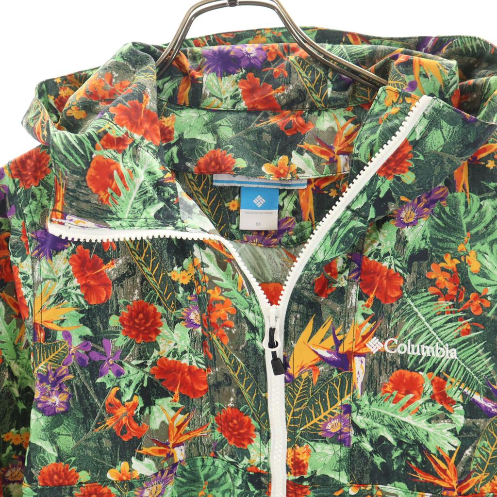 Columbia Botanical Flower Pattern Nylon jacket M Green system Outdoors Women Used