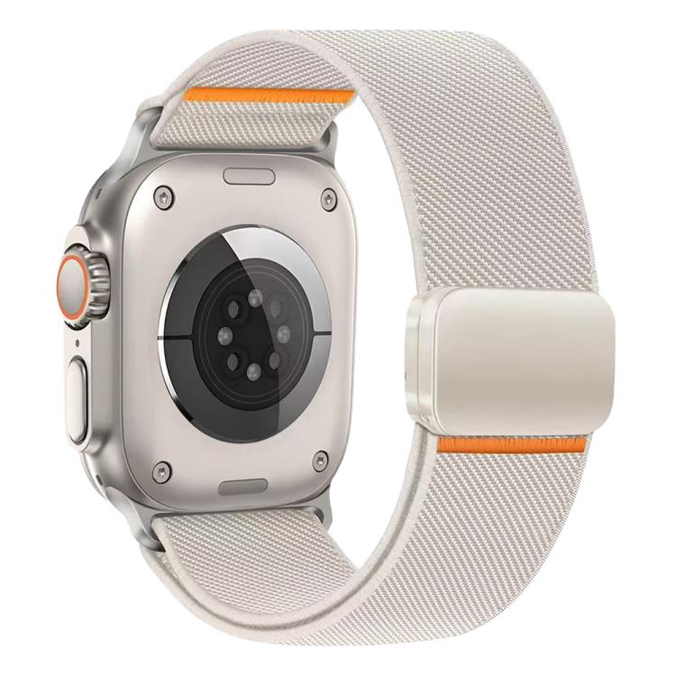 Elastic‑Nylon Replacement Watch‑Strap With Magnetic‑Buckle, Stretch Adjustable Wrist‑Bracelet Accessory For Apple Watch 38/40/41/42mm