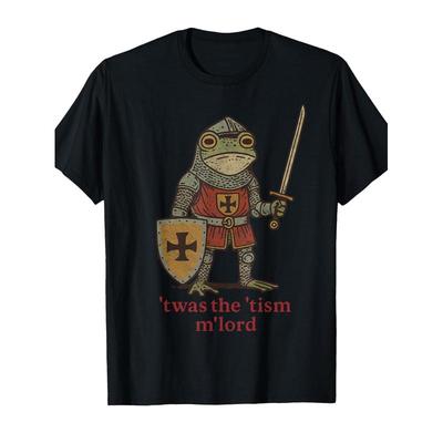Lustiges T-Shirt, 'Twas The 'Tism M'Lord Mittelalterlicher Ritter Frosch Tsim