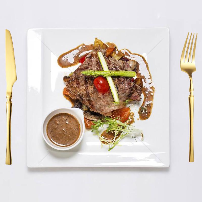 30pcs stainless steel luxury gold small waist western restaurant steak knife and fork set, suitable for Christmas, parties.