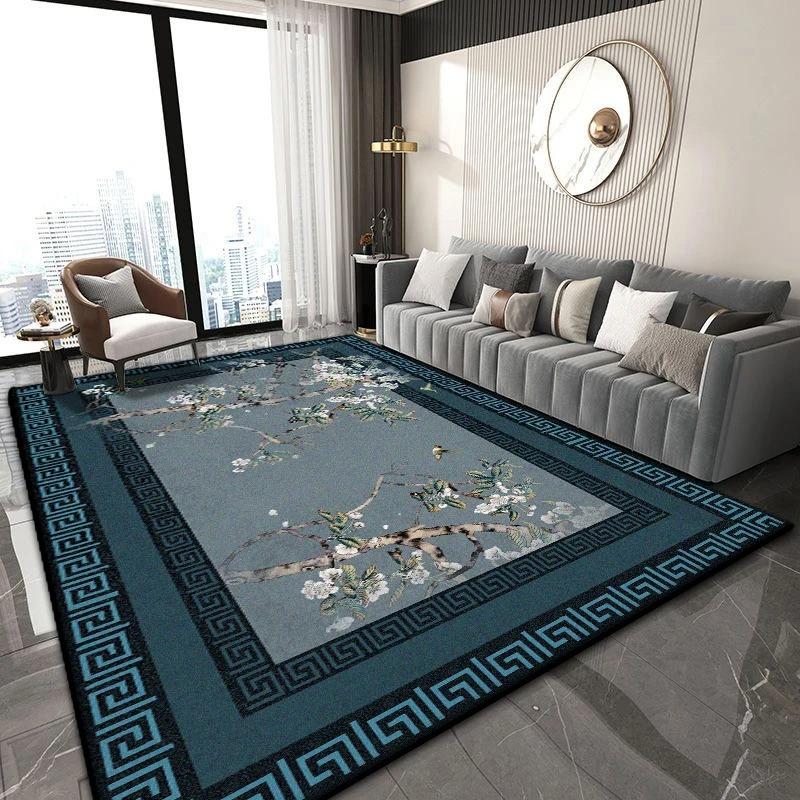 Chinese Classical Rug for Easy-Clean Living Room Coffee Table and Bedroom Cloakroom Non-Slip Decor