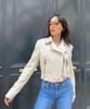 Stylish Beige Women's Leather Jacket Genuine Lambskin Handmade Motorcycle Biker