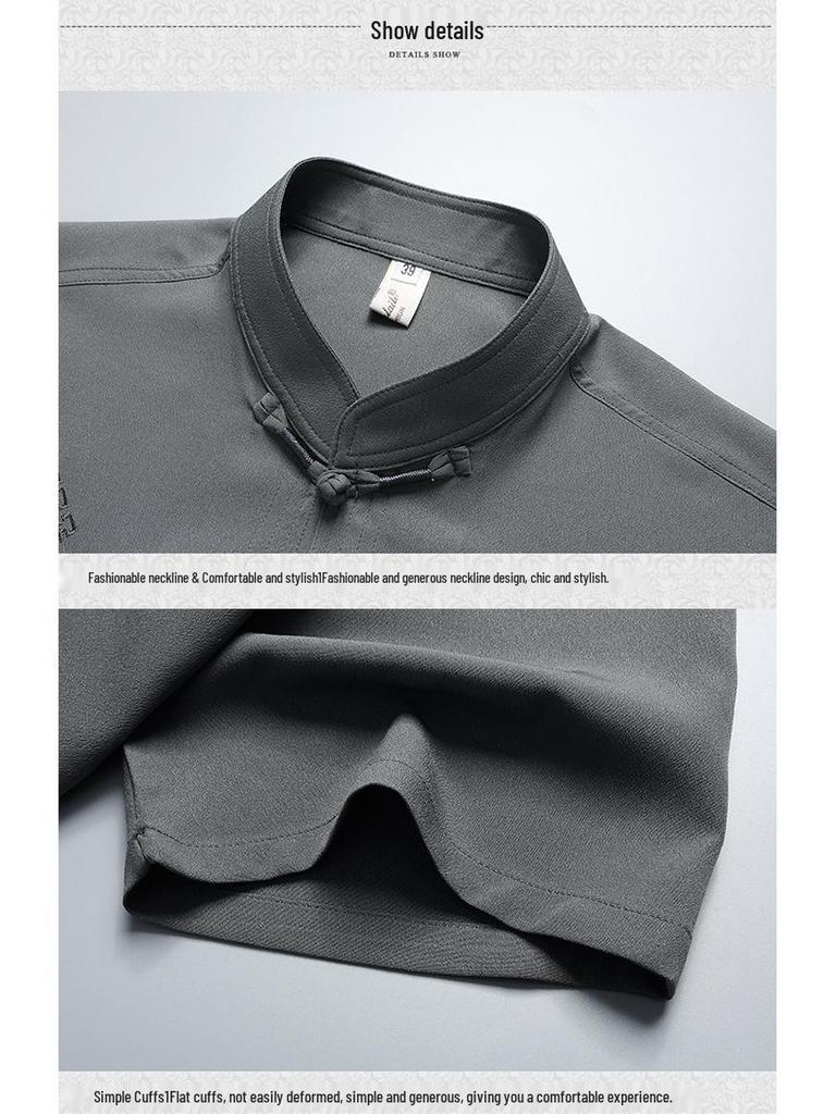 Summer Short-Sleeve Tang Suit Set for Middle-Aged and Elderly Men