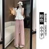Women's High Rise Wide Leg Pants Straight Loose Lazy Style Ice Silk Draping Long Trousers Spring Autumn