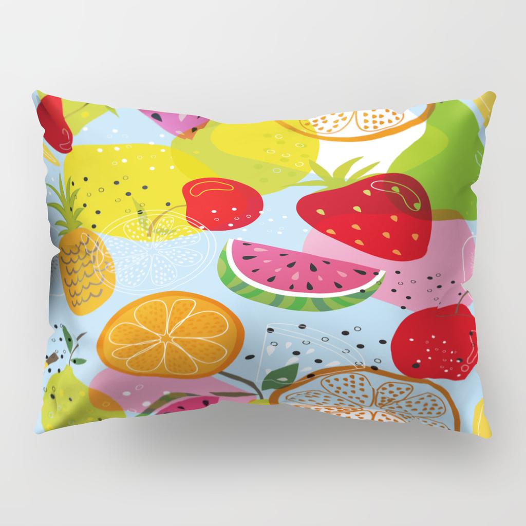 Ins Fruit Single Sided Polyester Pillow Case Watermelon Banana Pineapple Strawberry Pattern Waist Cushion Cover Bedside Pillow Case