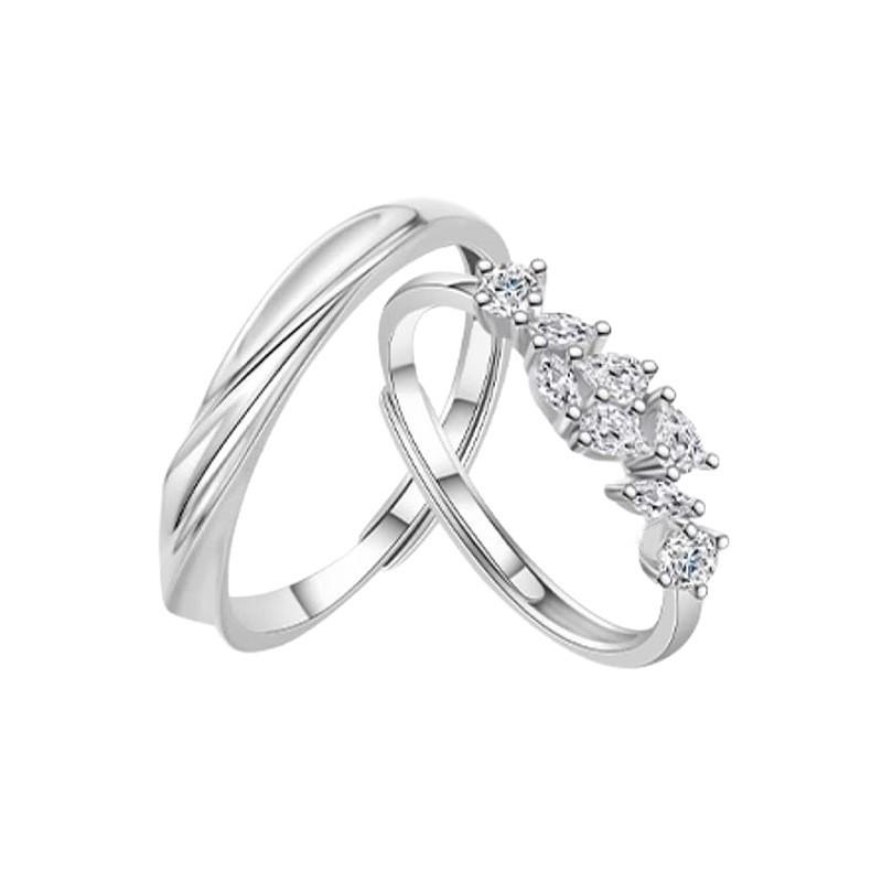 Wisteria Couple Ring Men Women Ins Style Minimalist Luxury Thin Band With Sparkling Stones