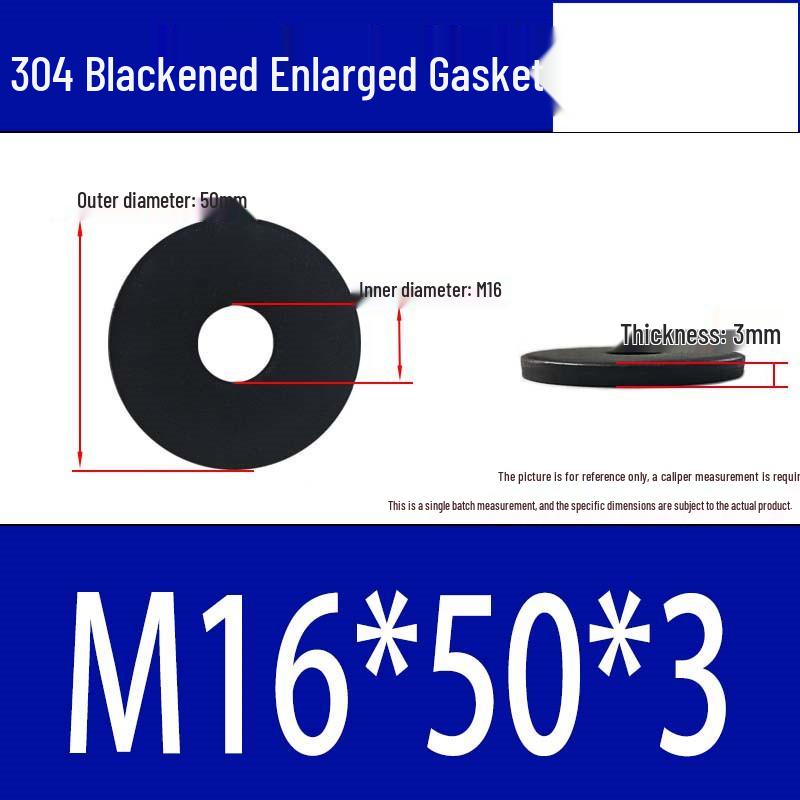 Large Black 304 Stainless Steel Ultra-Thin Oversized Flat Washer, Zinc-Plated