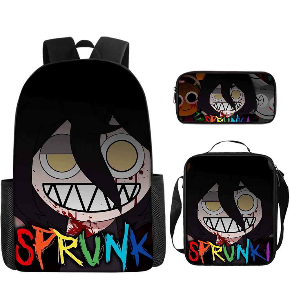 Rhythm Box Sprunki Student School Bag Backpack Backpack Three-Piece Set