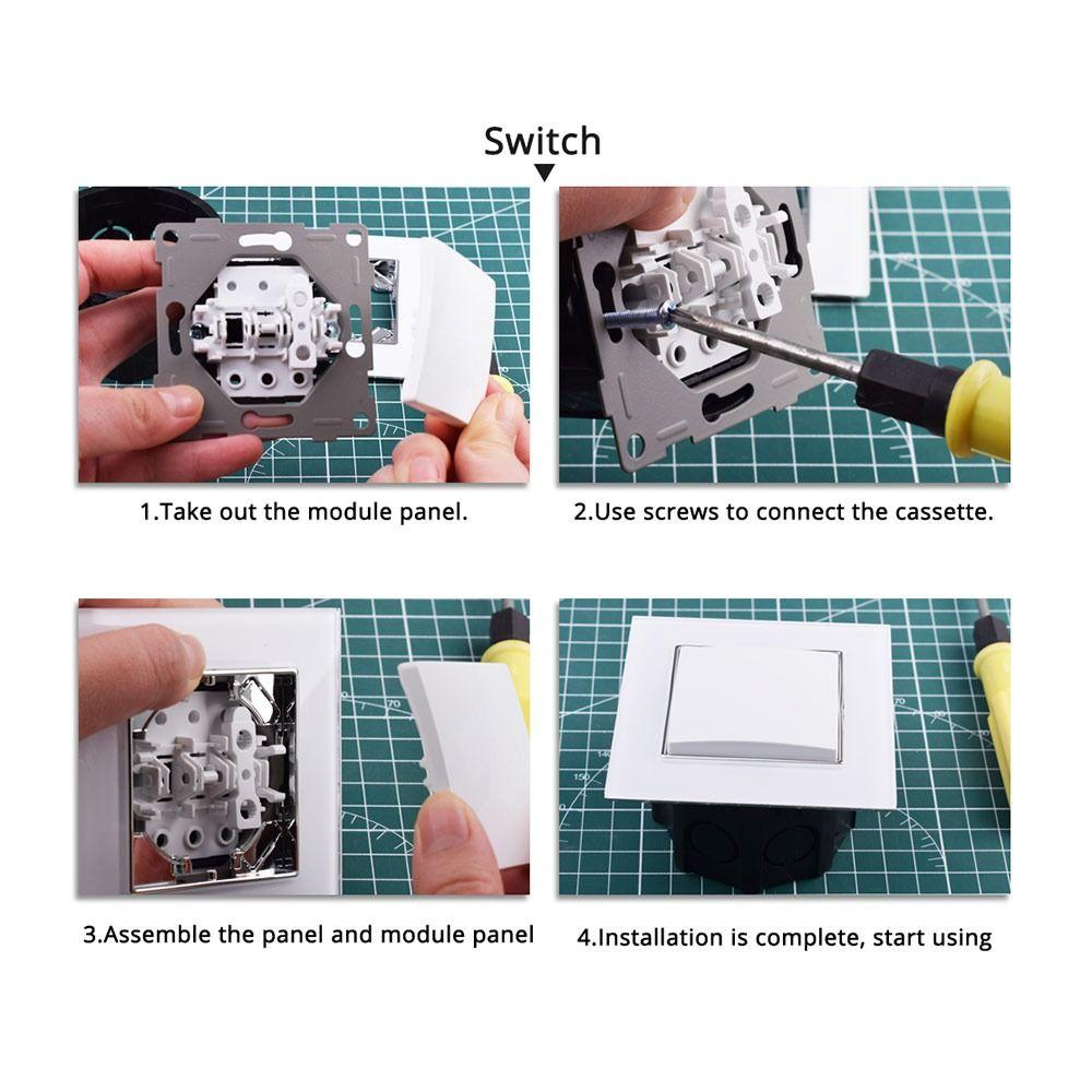 1Pcs PC Panel Modular Sockets And Switches Wall Power Socket Switch  for EU Standard Wall Mount DIY