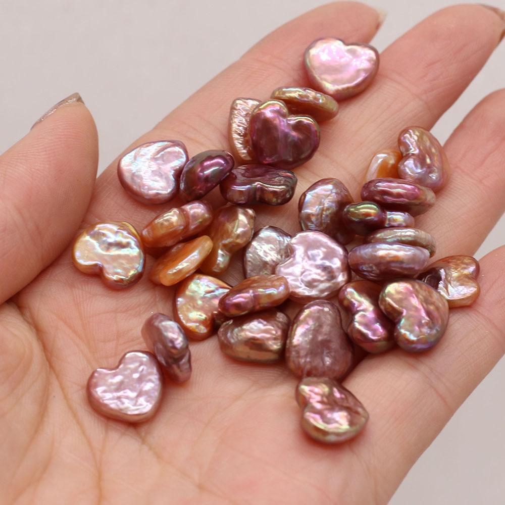 1Pc, Purple Natural Shell Beads Without Hole, Romanticism Style Handmade Heart Loose Beads, 1.2-1.3cm, for DIY Jewelry Making or Home Decor Women Gift