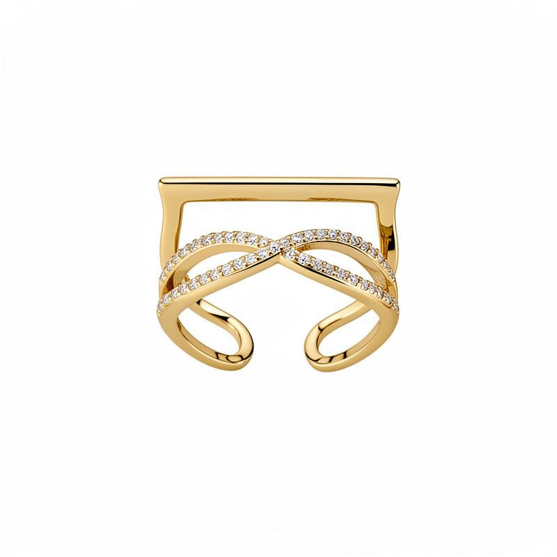 Geometric Pearl Ring With Zirconium Accents For Womens Fashion Jewelry