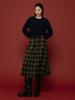 More Like It Young Check Pleated Long Skirt Khaki