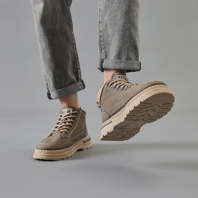 Men’s Black Boots Hiking Shoes Casual Sport Shoes Outdoor Khaki High Top Walking Shoes Plus Size