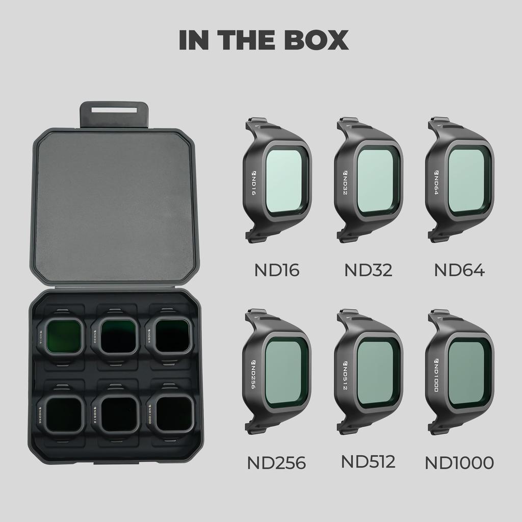 Freewell ND Filters for DJI Mini 5 Pro ND1000 Full Light Control for Cinematic Aerial Footage All-Day 6-Pack – ND16, ND32, ND64, ND256, ND512, –