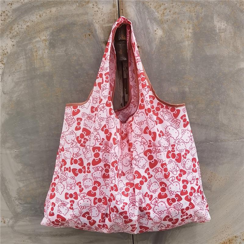 In-Stock Large Foldable Eco-Friendly Lightweight Cartoon Grocery Tote Bag (210D Oxford Cloth) large