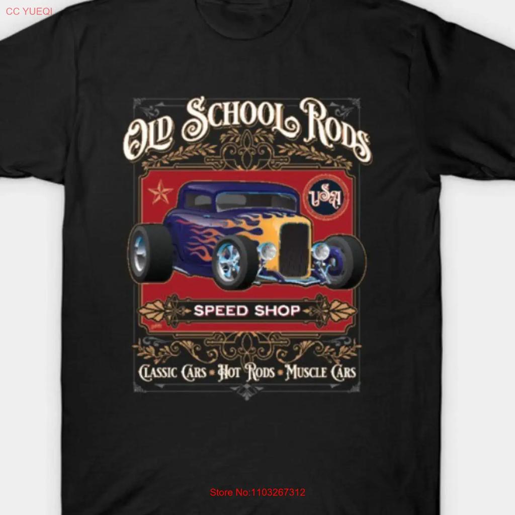Old School Rods Speed Shop Vintage Style Hot Rod Car Design T Shirt Vintage Comfortable Graphic Versatile Stylish
