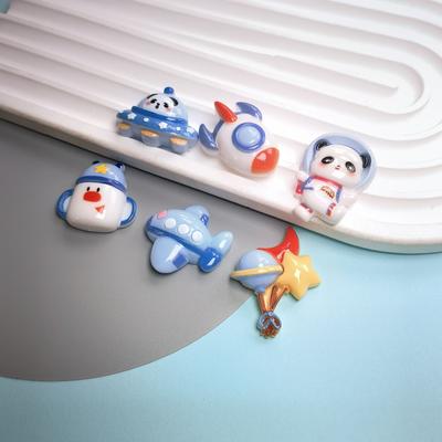 100pcs Mixed Mini Cartoon Panda Astronaut Space Series 3D Flatback Resin Cabochons for Phone Case Decor,Slime Charms