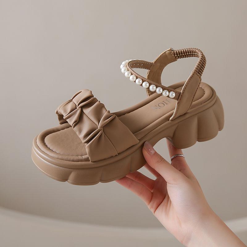 Woman Shoes Platform Pearl Open Toe Sandals for Women Summer 2025 Offers Low Price Comfortable Anti Slip Hot Footwear On Sale