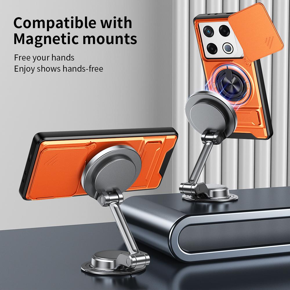 KEYSION Magnetic Phone Case for Infinix GT 20 Pro 5G Slide Camera Protection Upright Kickstand 360° Ring Shockproof Back Cover