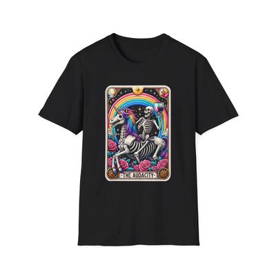Skeleton Riding Unicorn T Shirt Rainbow Tarot The Audacity Streetwear Designer Clothes Top For