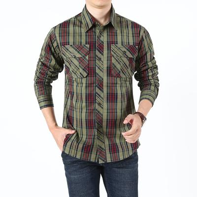 Men's Loose Long-sleeved Shirt Plus Size Business Casual Plaid Work Shirt