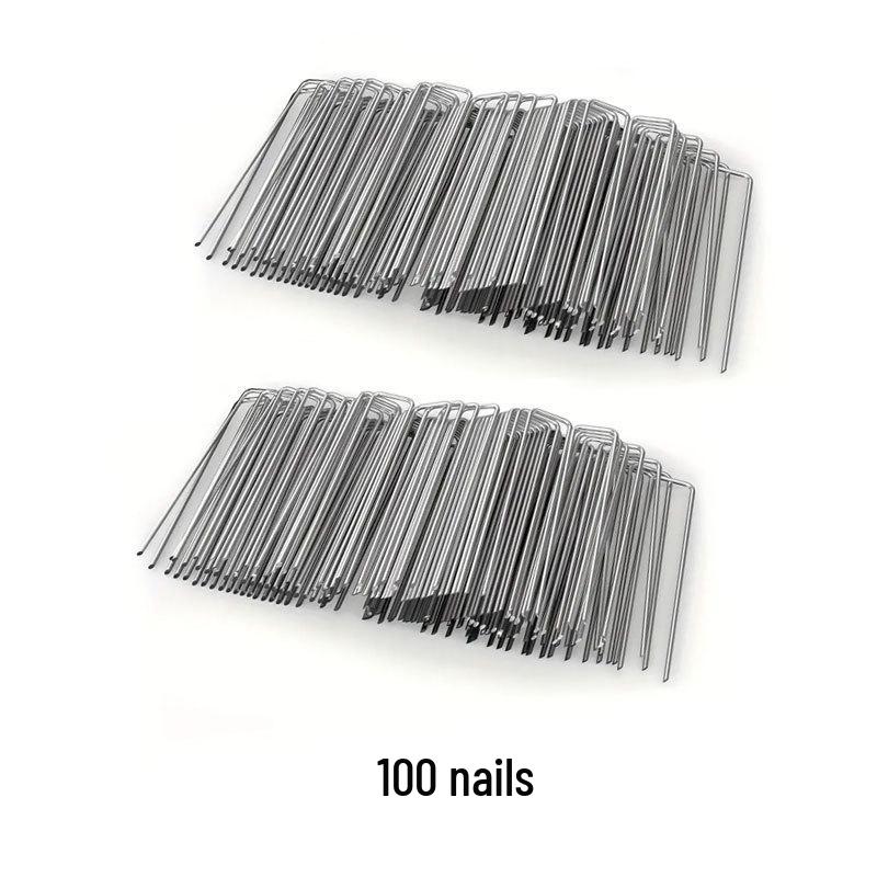 Galvanized U-Shaped Ground Nail with 15cm Plastic Washer - Windproof Lawn, Tent, and Weed Barrier Fixing Nail