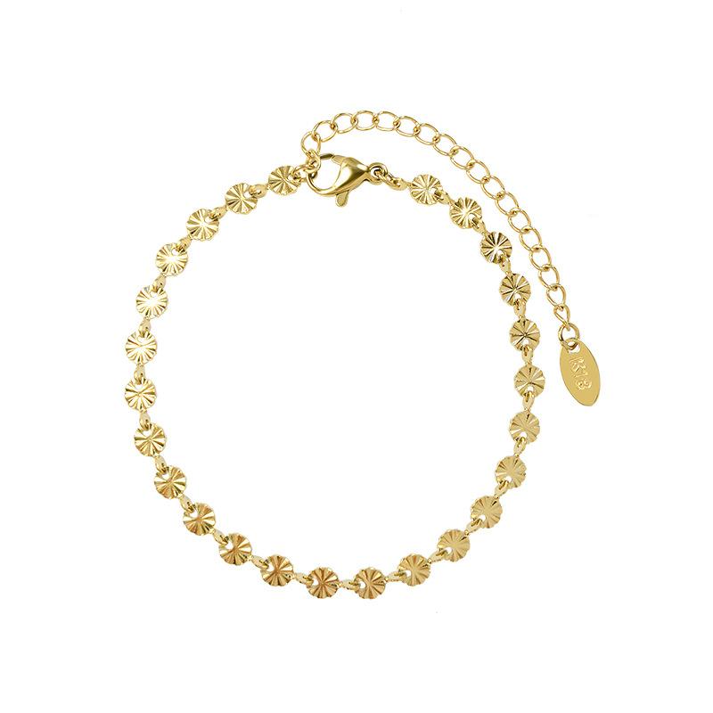 Floral Flower Stainless Steel for Bracelet Sunlight Circle Embossed Dainty Dainty Fashion Chain Link for Bracelet