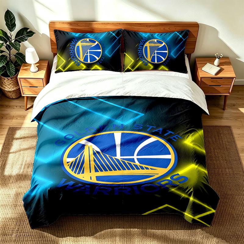 Golden State Warriors (23) 3-teiliges Set geeignet für Schlafzimmer weich und bequem ein ideales Geschenk für Familie und Freunde Enthält eine Bettdecke und